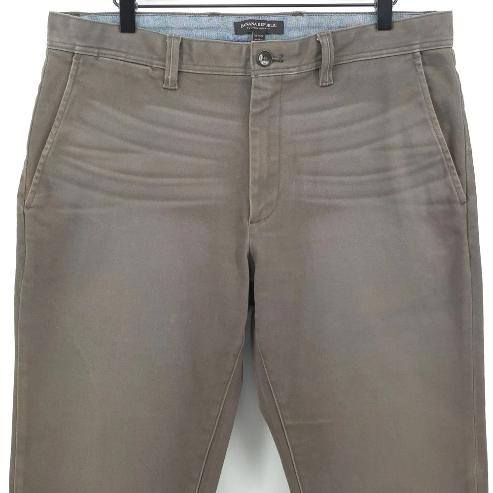 Banana Republic Men Pants Fulton Skinny 34x32 Brown Chino Casual Trousers